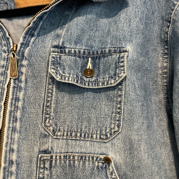 VTG 90s Petite Medium Liz Authentic Full Zip Denim Field Jacket Multiple Pockets - Picture 14 of 16